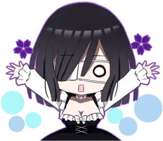 😳 anime, chibi, cute, kawaii, character, manga, eye patch, wink whatsapp sticker