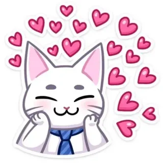 🐱 chat, coeurs, amour, mignon, kawaii, animal, autocollant telegram sticker