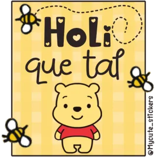 🍯 Winnie the Pooh Holi que tal Винни Пух, пчелы, милый, мультфильм, дружелюбный, испанский, приветствие telegram sticker