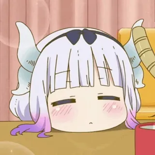 🍬 Kanna Kamui Miss Kobayashi's Dragon Maid 애니메이션, 카와이, 드래곤, 칸나, 게으른, 귀여운, 졸린 whatsapp sticker