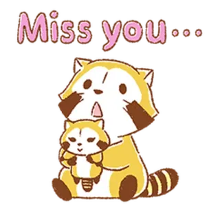 💝 Miss you... mignon, raton laveur, dessin animé, disparu, amour, animal, amitié telegram sticker