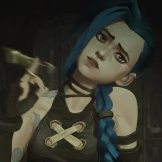 🌀 Jinx Arcane Jinx, Arcane, League of Legends, arma, pistola, animado telegram sticker