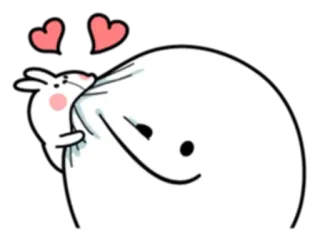 😍 amour, mignon, coeurs, animal, dessin animé, lapin, autocollant telegram sticker