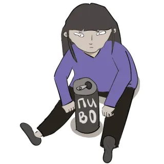 😕 ПИВО birra, lattina, triste, alcol, bevanda telegram sticker