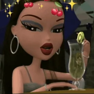 ⚡️ bratz, desenho animado, garota, bebida, moda, estilo telegram sticker