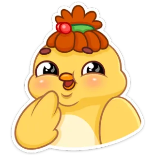 ☺️ poulet, mignon, adorable, dessin animé, oiseau, autocollant telegram sticker