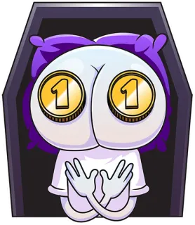 😵 Cartoon, Po, Augen, Geld, Seltsam, Lustig, Sarg telegram sticker