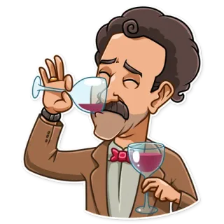 🥴 wine, cartoon, drinking, man, alcohol, glass telegram sticker