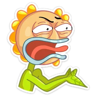 😡 Dibujo animado, Divertido, Enojado, Flor, Personaje, Cara whatsapp sticker