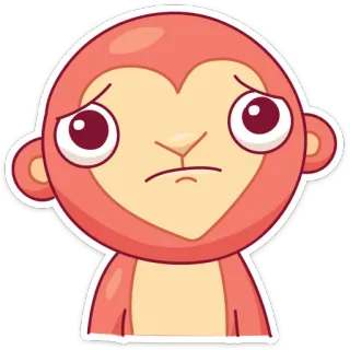 😒 małpa, kreskówka, smutny, zwierzę, naklejka whatsapp sticker
