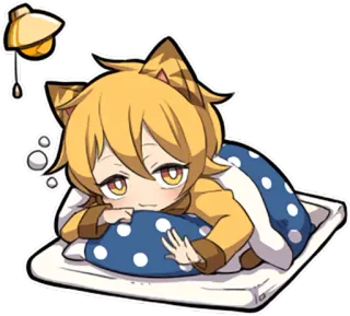 😪 고양이, 졸린, 베개, 애니메이션, 치비, 귀여운, 카와이 telegram sticker