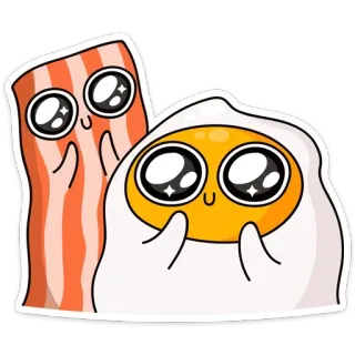 🥺 bacon, telur, kartun, makanan, sarapan, imut telegram sticker