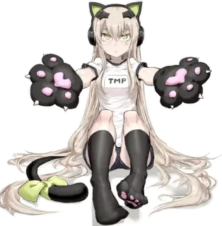 😍 TMP anime, catgirl, ears, headphones, gloves whatsapp sticker