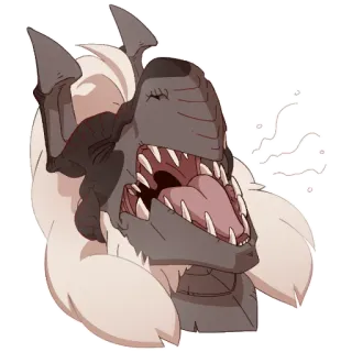 😵 монстр, фэнтези существо, животное, открытый рот, зубы, иллюстрация telegram sticker