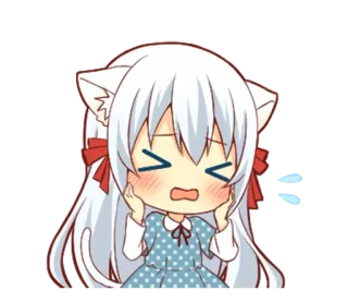 😣 Anime, Katzenmädchen, Kawaii, Chibi, Süß telegram sticker