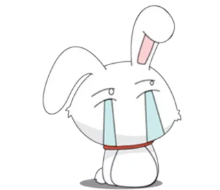 😥 lapin, triste, pleurer, lapinou, dessin animé, larmes whatsapp sticker