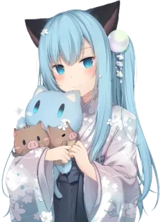 🐽 Anime, Cô gái, Kawaii, Dễ thương, Heo, Thú nhồi bông telegram sticker