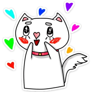 💖 кот, сердечки, милый, животное, стикер, кавайный whatsapp sticker
