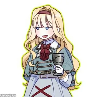 🖤 animé, personnage, cheveux blonds, tasse, robe, femme telegram sticker