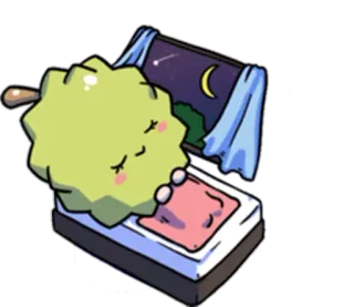 😴 durian, śpiący, kreskówka, słodki, owoc, łóżko telegram sticker