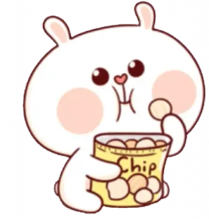😋 Chip зайчик, кролик, чипсы, мультфильм, милый, закуска telegram sticker