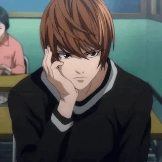 ⚖ Light Yagami Death Note Anime, École, Réflexion, Ennuyé, Manga telegram sticker
