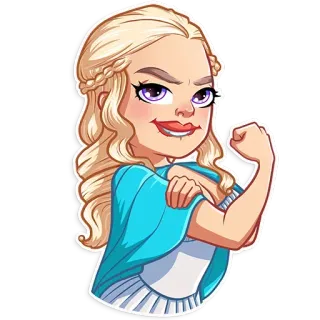 💪 femme, dessin animé, blonde, fille, bras, pouvoir, force, personnage telegram sticker