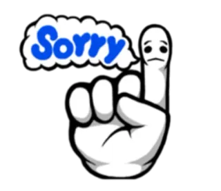 😔 Sorry Entschuldigung, Sorry, Hand, Traurig, Finger whatsapp sticker