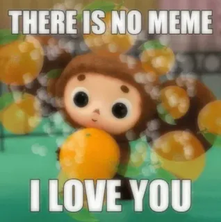 😙 Cheburashka THERE IS NO MEME I LOVE YOU cheburashka, cute, orange, meme, love, affection, cartoon telegram sticker