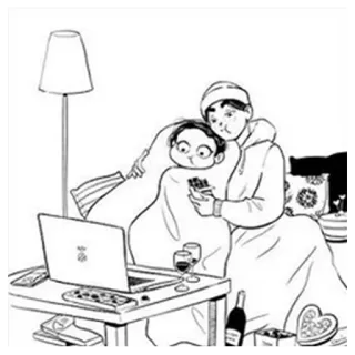 😋 Paar, Laptop, Wein, Entspannung, Innenbereich, Gemütlich, Zusammen telegram sticker