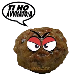 ⚠️ TI HO AVVISATO/A almôndega, zangado, desenho animado, comida, aviso telegram sticker