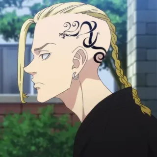 👑 Draken Tokyo Revengers Аниме, Персонаж, Татуировка, Дракон, Светлые волосы, Мужской telegram sticker