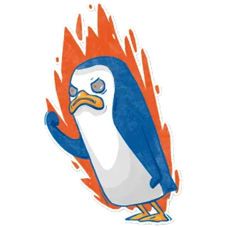 😡 pinguino, arrabbiato, cartone animato, animale, uccello, riscaldato, fiamme telegram sticker
