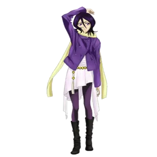 👧 Anime, Desenho animado, Personagem, Garota, Cachecol, Roxo telegram sticker
