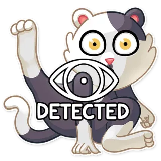 👁 DETECTED autocollant, oeil, animal, dessin animé, chat, détecté whatsapp sticker