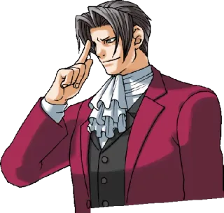 😈 Miles Edgeworth Ace Attorney Anime, Prawnik, Myślenie, Garnitur, Postać telegram sticker