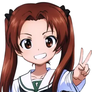 😀 Anime, Mädchen, Friedenszeichen, Cartoon, Süß whatsapp sticker