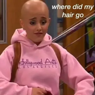 😶 where did my hair go engraçado, cabelo, careca, artes de Hollywood, piada whatsapp sticker