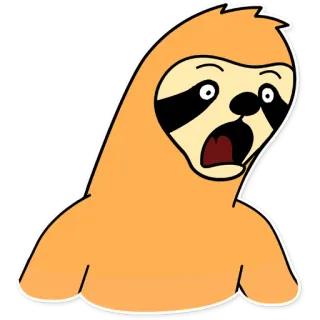 😱 ленивец, мультяшный, в шоке, животное, милый, стикер whatsapp sticker