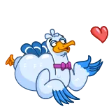 😘 oiseau, canard, dessin animé, cœur, amour, affection whatsapp sticker