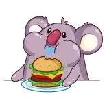 🤤 coala, hambúrguer, comida, animal, fofo, desenho animado telegram sticker