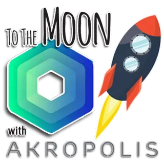 🗼 TO THE MOON with AKROPOLIS ракета, луна, космос, крипто, akropolis, финансы, инвестиции whatsapp sticker