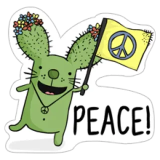 ✋ PEACE! paz, cactus, animal, bandera, símbolo de la paz, flores telegram sticker