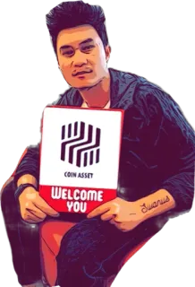 🙏 COIN ASSET WELCOME YOU крипто актив, добро пожаловать, мужчина, человек, карта telegram sticker