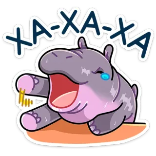 🤣 XA-XA-XA hipopotam, śmiech, kreskówka, zwierzę, szczęśliwy, radosny telegram sticker