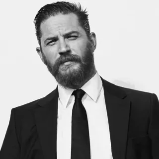 😐 Tom Hardy Acteur, Homme, Noir et blanc, Portrait, Barbe, Costume telegram sticker