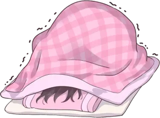 😱 dormir, couverture, oreiller, mignon, animé whatsapp sticker