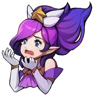 😢 Lulu League of Legends Lulu, League of Legends, menangis, sedih, Star Guardian, Champion, rambut ungu telegram sticker