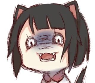 😡 аниме, девушка-кошка, испуганный, в шоке, удивленный, манга telegram sticker