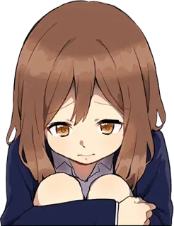 😔 Anime, Dziewczyna, Smutna, Brązowe włosy, Mundur szkolny telegram sticker